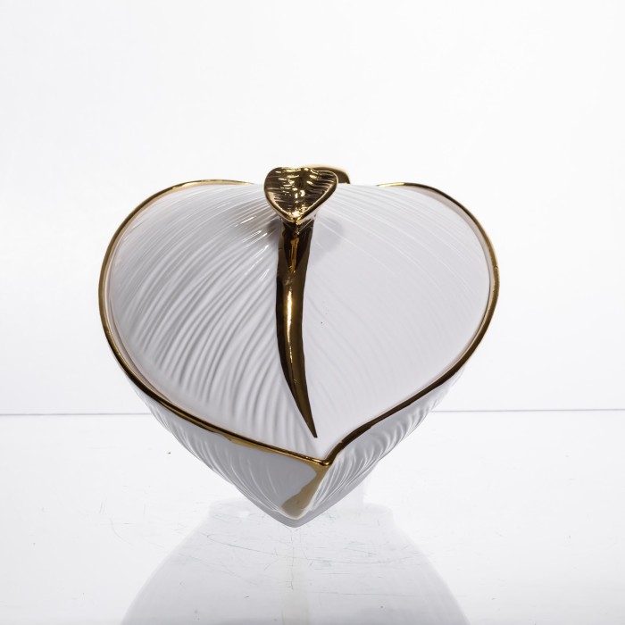 Супниця 800 (мл) каструля 26×18×14 (см) з кришкою Білий з золотом (68691)