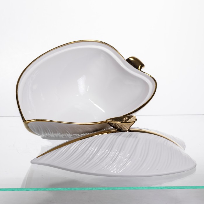 Супниця 800 (мл) каструля 26×18×14 (см) з кришкою Білий з золотом (68691)