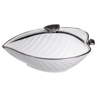 Супниця 800 (мл) порцелянова 32×21×16 (см) з кришкою Білий з сріблом XL-4054AS (36455)