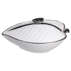 Супниця 800 (мл) порцелянова 32×21×16 (см) з кришкою Білий з сріблом XL-4054AS (36455)