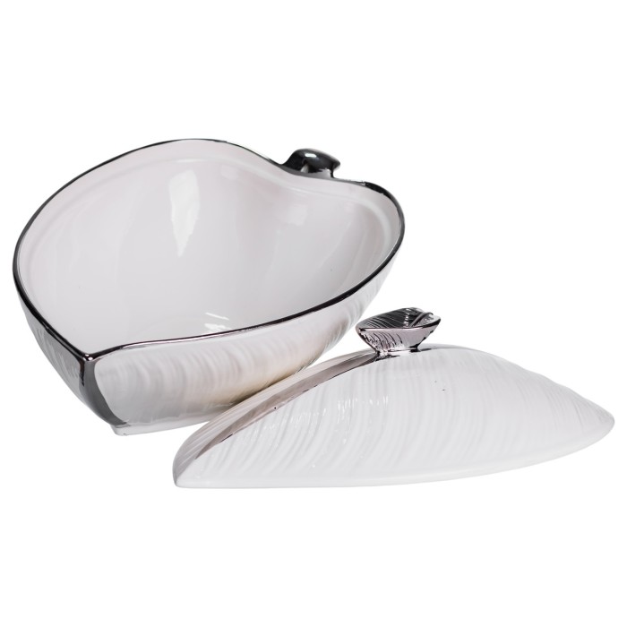 Супниця 800 (мл) порцелянова 32×21×16 (см) з кришкою Білий з сріблом XL-4054AS (36455)