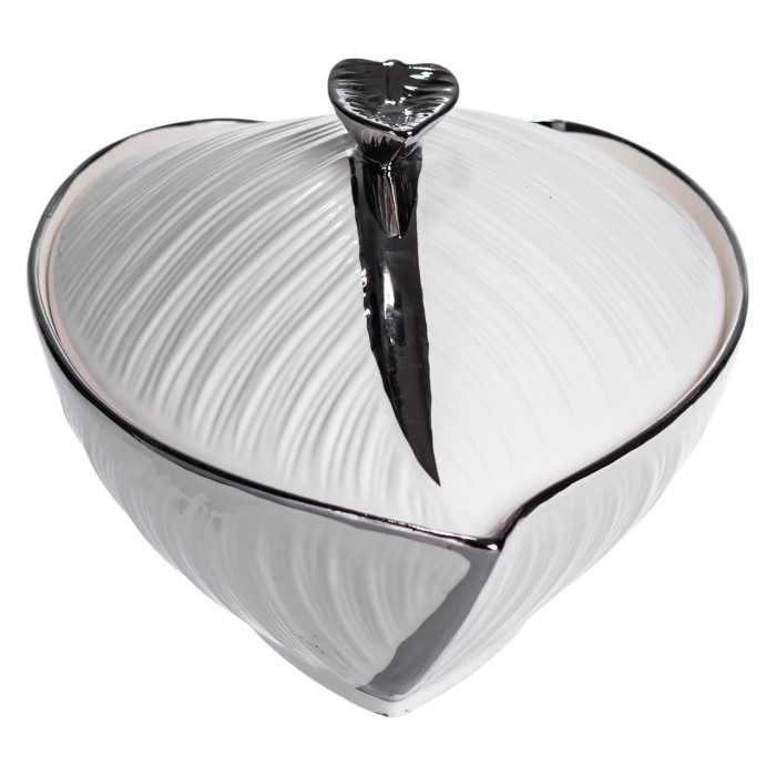 Супниця 800 (мл) порцелянова 32×21×16 (см) з кришкою Білий з сріблом XL-4054AS (36455)