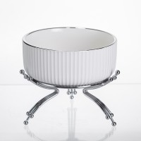 Салатник порцеляновий на металевій підставці Ø16 (см) Срібло LB-1568S (89231)