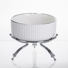 Салатник порцеляновий на металевій підставці Ø16 (см) Срібло LB-1568S (89231)