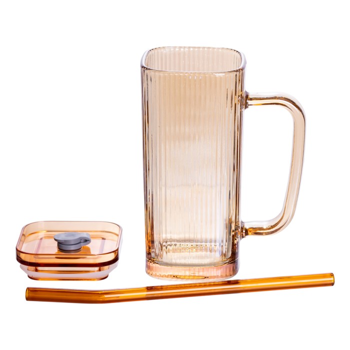 Кружка скляна з кришкою та трубочкою 280 (мл) чашка з трубочкою та кришкою на подарунок HP-19-51 (89757)