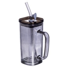Кружка скляна з кришкою та трубочкою 280 (мл) чашка з трубочкою та кришкою на подарунок HP-19-52 (88517)