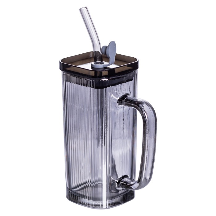 Кружка скляна з кришкою та трубочкою 280 (мл) чашка з трубочкою та кришкою на подарунок HP-19-52 (88517)