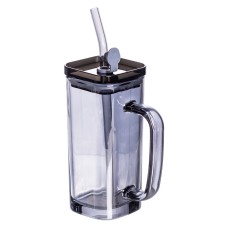 Кружка скляна з кришкою та трубочкою 280 (мл) чашка з трубочкою та кришкою на подарунок HP-19-53 (18778)