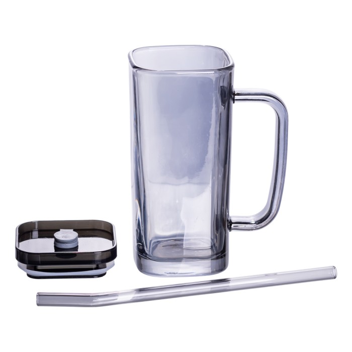 Кружка скляна з кришкою та трубочкою 280 (мл) чашка з трубочкою та кришкою на подарунок HP-19-53 (18778)