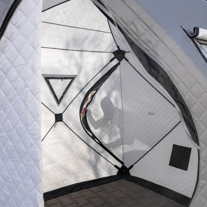 Намет зимовий утеплений "куб" (3-місний 210х210х210), Зимовий намет для рибалки туризму кемпінгу та подорожей Сірий LU-BD18G (15416)