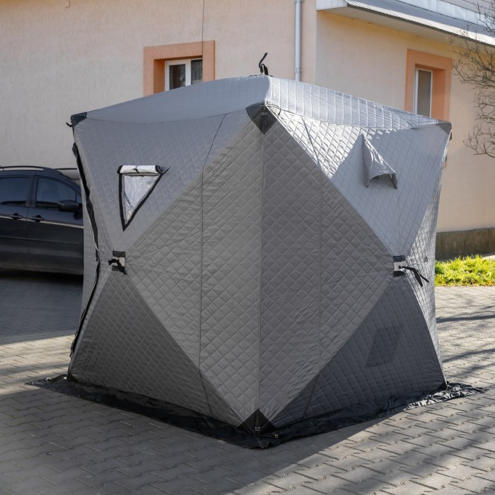 Намет зимовий утеплений "куб" (3-місний 210х210х210), Зимовий намет для рибалки туризму кемпінгу та подорожей Сірий LU-BD18G (15416)