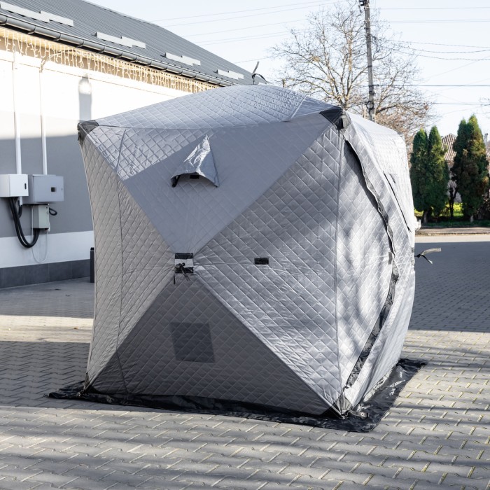 Намет зимовий утеплений "куб" (3-місний 210х210х210), Зимовий намет для рибалки туризму кемпінгу та подорожей Сірий LU-BD18G (15416)