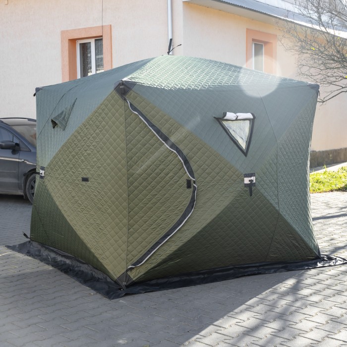 Намет зимовий утеплений "куб" 4-місний LUGI (210х210х210), Зимовий намет для рибалки туризму кемпінгу та подорожей Хакі LU-BD21 (87395)