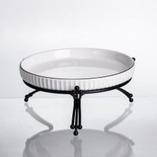 Фруктовниця порцелянова на металевій підставці Ø20 кругла ваза цукерка для фруктів Чорний LB-1570B (40697)