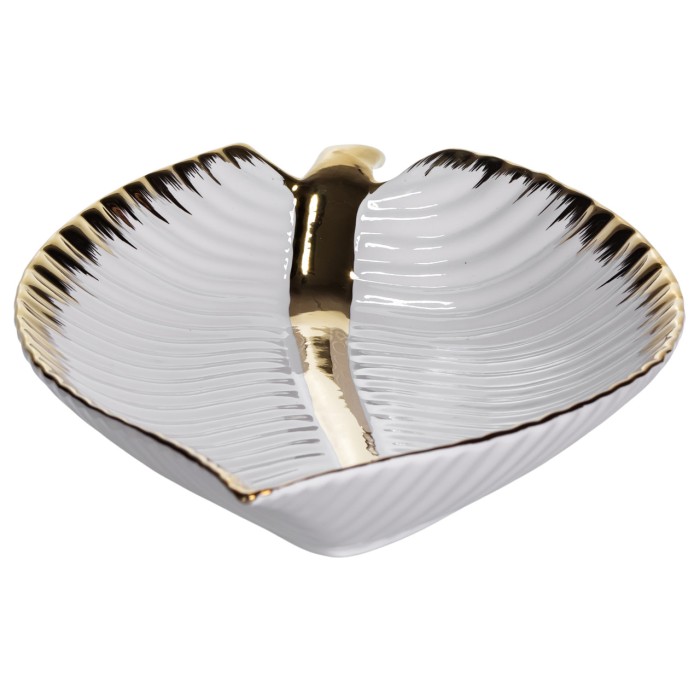 Порцелянове блюдо для сервірування стола у формі листя 35×18.5×5 (см) блюдо для подавачі закусок Золото WH045 (30279)