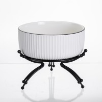 Салатник порцеляновий на металевій підставці Ø16 (см) тарілка для салату салатниця Чорний LB-1568B (42357)