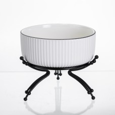 Салатник порцеляновий на металевій підставці Ø16 (см) тарілка для салату салатниця Чорний LB-1568B (42357)