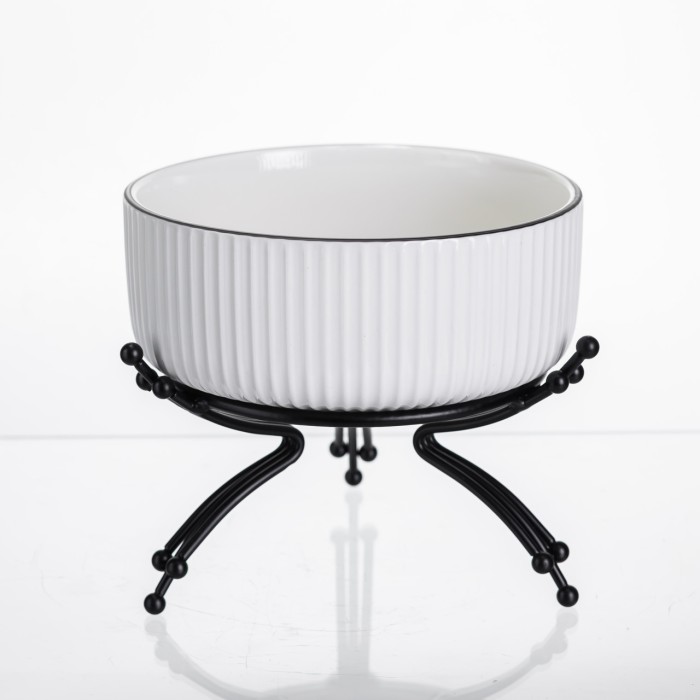 Салатник порцеляновий на металевій підставці Ø16 (см) тарілка для салату салатниця Чорний LB-1568B (42357)