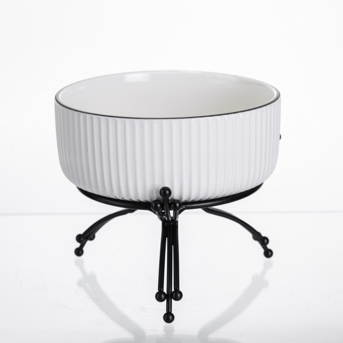 Салатник порцеляновий на металевій підставці Ø16 (см) тарілка для салату салатниця Чорний LB-1568B (42357)