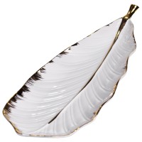 Порцелянове блюдо для сервірування столу 45×16.5×3 (см) блюдо для подавання закусок Білий із золотом CJY-175 (59800)