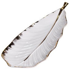 Порцелянове блюдо для сервірування столу 45×16.5×3 (см) блюдо для подавання закусок Білий із золотом CJY-175 (59800)