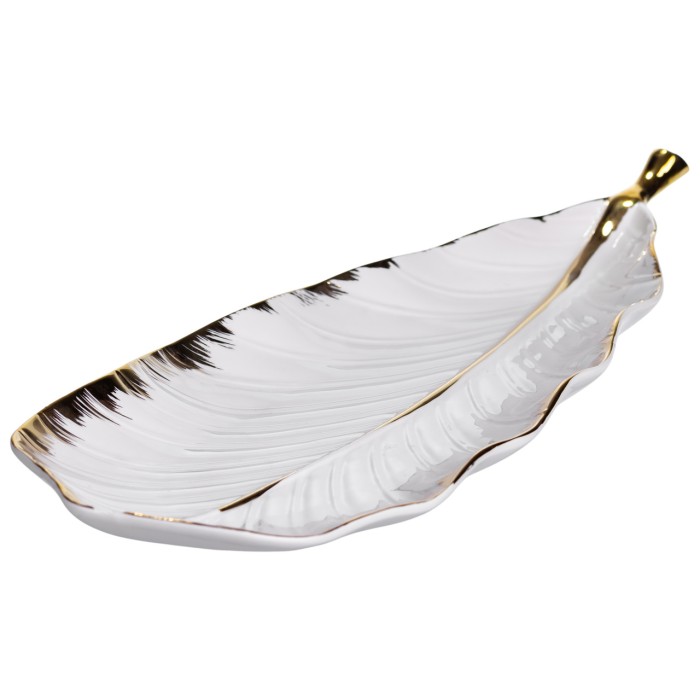 Порцелянове блюдо для сервірування столу 45×16.5×3 (см) блюдо для подавання закусок Білий із золотом CJY-175 (59800)