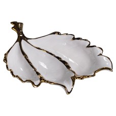 Менажниця порцелянова на 3 секції для закусок 40×25×7.5 (см) тарілка менажниця Білий із золотом ZBSY-16 (81052)