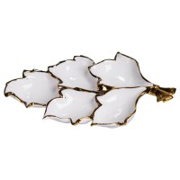 Менажниця порцелянова на 5 секцій для закусок 37.5×22.5×5 (см) тарілка менажниця Білий із золотом ZBSY-15.5 (69071)