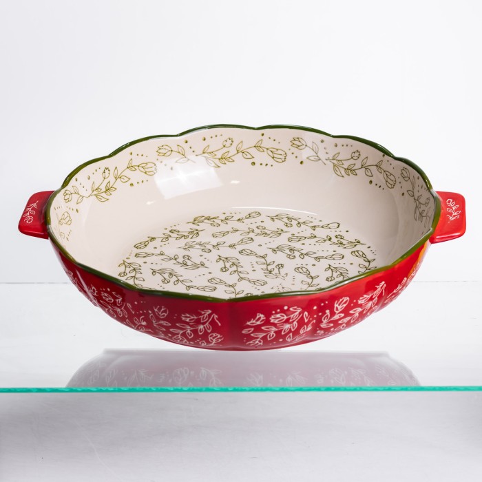 Форма для запікання Vintage Ø30 (см) кругла форма для випікання в духовці з ручками Червона HM04-08 (18320)