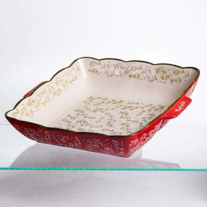 Форма для запікання Vintage 34×30×7 (см) квадратна форма для випікання в духовці з ручками Червона HM04-16 (41769)