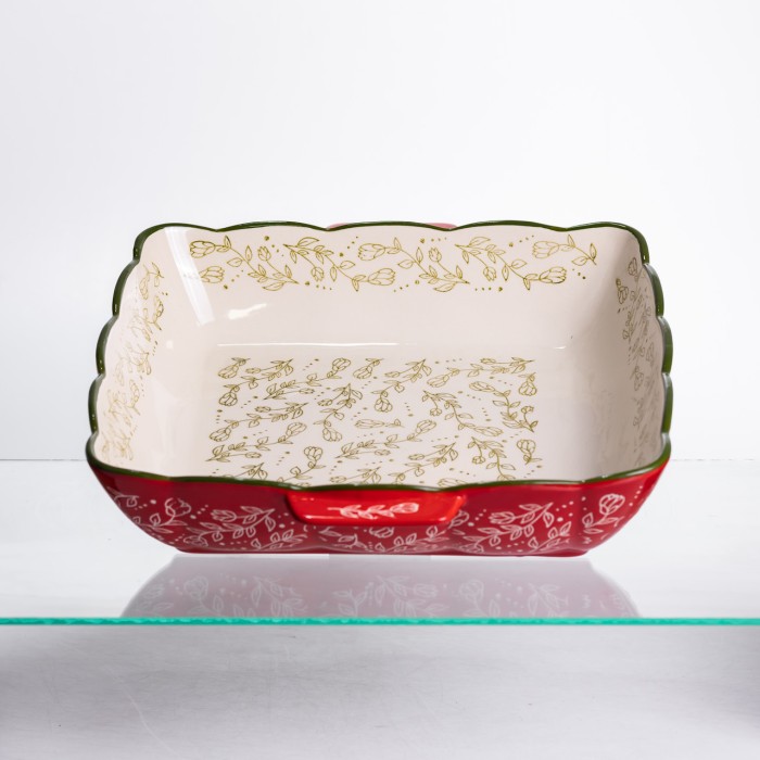 Форма для запікання Vintage 34×30×7 (см) квадратна форма для випікання в духовці з ручками Червона HM04-16 (41769)