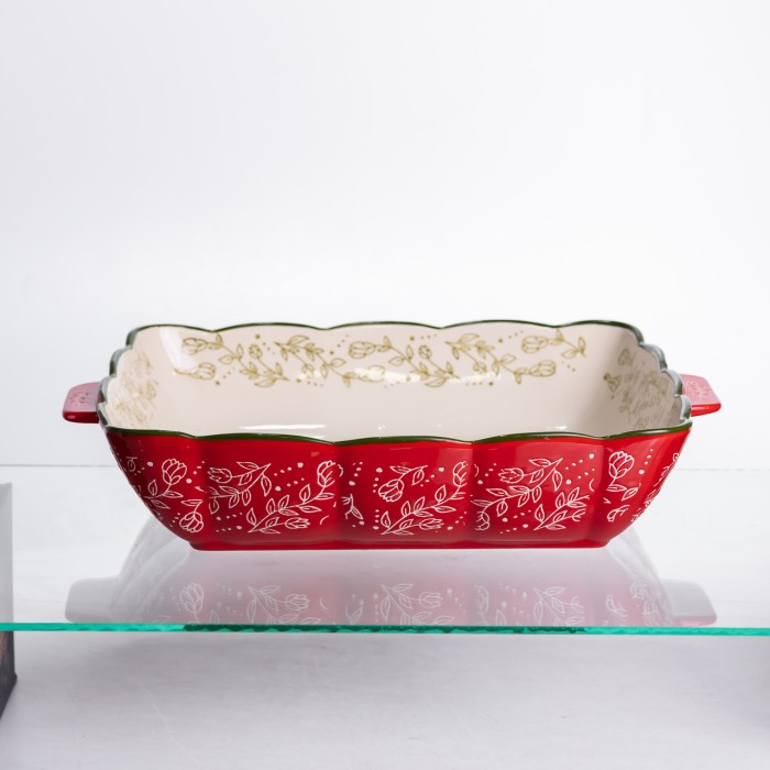 Форма для запікання Vintage 34×30×7 (см) квадратна форма для випікання в духовці з ручками Червона HM04-16 (41769)