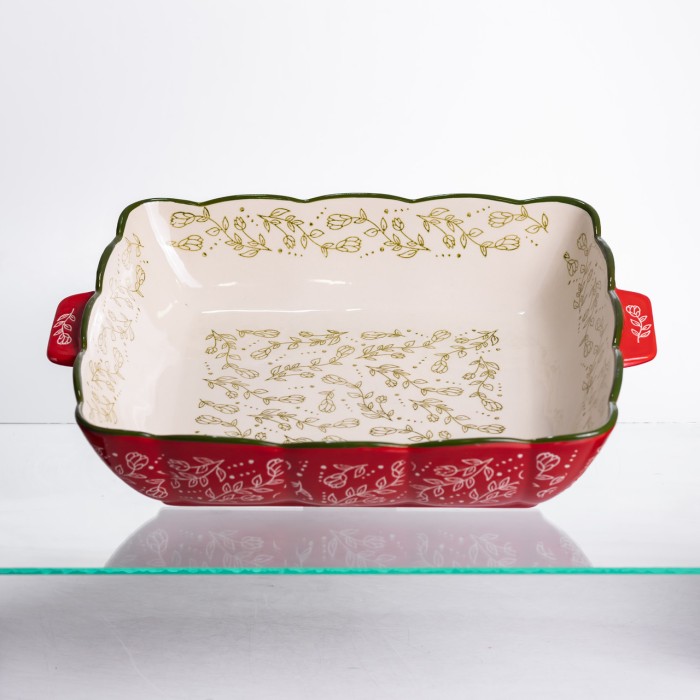 Форма для запікання Vintage 34×30×7 (см) квадратна форма для випікання в духовці з ручками Червона HM04-16 (41769)