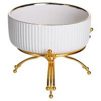 Салатник порцеляновий на металевій підставці Ø16 (см) тарілка для салату салатниця Золото LB-1568G (62162)