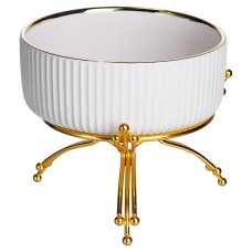 Салатник порцеляновий на металевій підставці Ø16 (см) тарілка для салату салатниця Золото LB-1568G (62162)