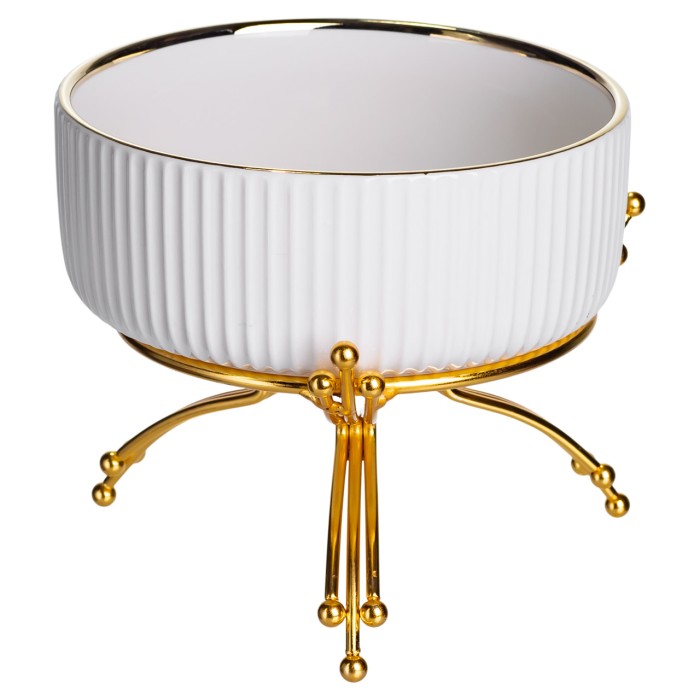 Салатник порцеляновий на металевій підставці Ø16 (см) тарілка для салату салатниця Золото LB-1568G (62162)