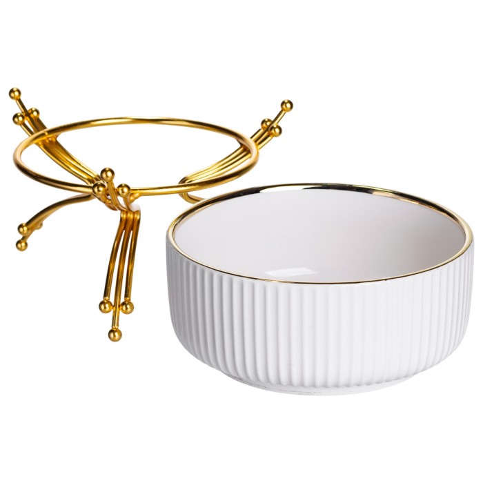 Салатник порцеляновий на металевій підставці Ø16 (см) тарілка для салату салатниця Золото LB-1568G (62162)