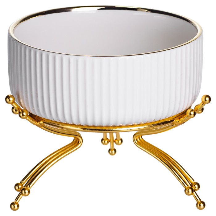 Салатник порцеляновий на металевій підставці Ø16 (см) тарілка для салату салатниця Золото LB-1568G (62162)