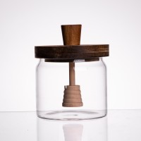 Медовниця скляна з кришкою та ложкою 400 (мл) медовниця баночка для зберігання меду 64486-1 (68898)