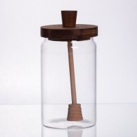 Медовниця скляна з кришкою та ложкою 900 (мл) медовниця баночка для зберігання меду 64486-3 (68965)