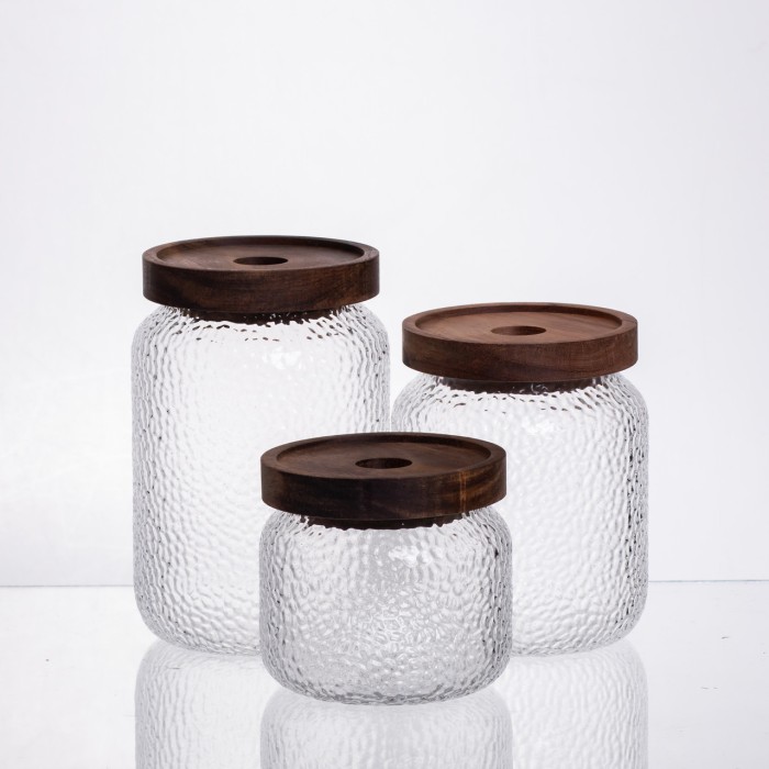Набір банок для сипучих продуктів з бамбуковими кришками 400/600/800 мл 64486-11 (87682)