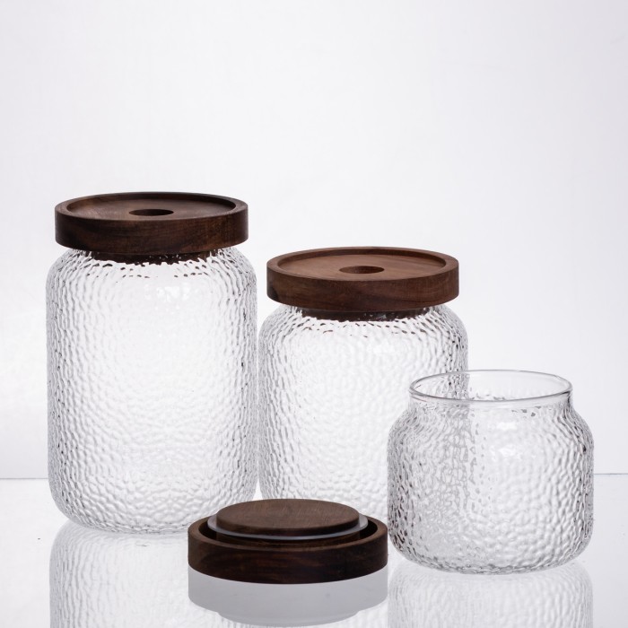 Набір банок для сипучих продуктів з бамбуковими кришками 400/600/800 мл 64486-11 (87682)