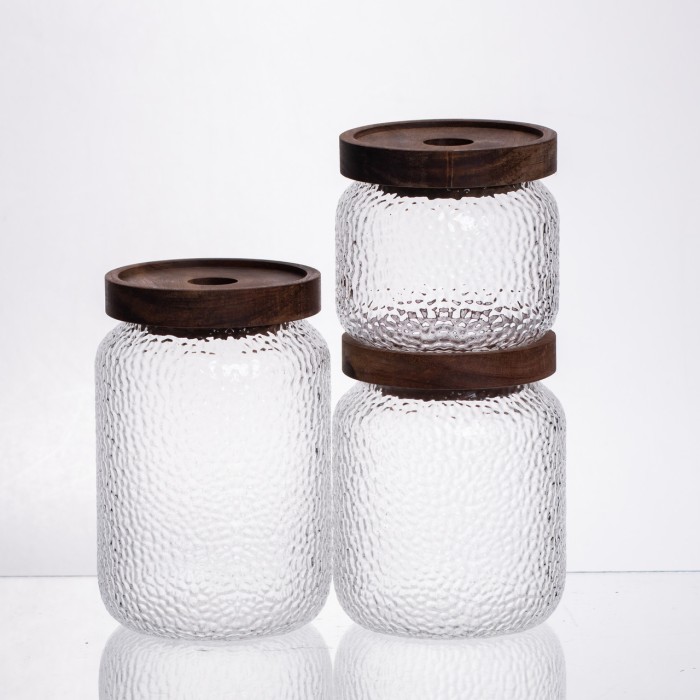 Набір банок для сипучих продуктів з бамбуковими кришками 400/600/800 мл 64486-11 (87682)