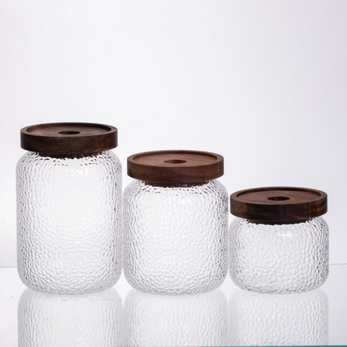 Набір банок для сипучих продуктів з бамбуковими кришками 400/600/800 мл 64486-11 (87682)