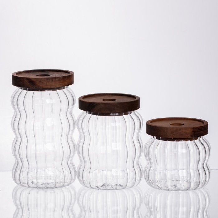 Набір банок для зберігання з бамбуковими кришками 400/600/800 мл 64486-13 (63137)