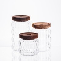 Набір банок для зберігання 3 штуки з бамбуковими кришками 400/600/800 мл 64486-14 (44942)