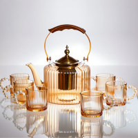 Набір для заварювання чаю зі скляним чайником та 6 чашок, коричневий 64486-38 (28221)