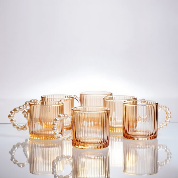 Набір для заварювання чаю зі скляним чайником та 6 чашок, коричневий 64486-38 (28221)