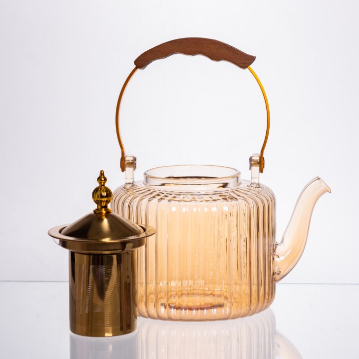 Набір для заварювання чаю зі скляним чайником та 6 чашок, коричневий 64486-38 (28221)