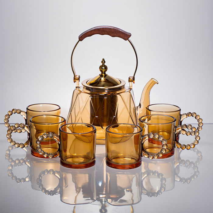 Набір для заварювання чаю зі скляним чайником та 6 чашок 64486-39 (67930)